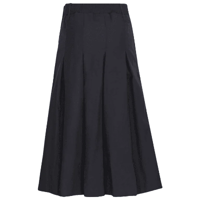 Girls Half Elastic Waist Black Skirt