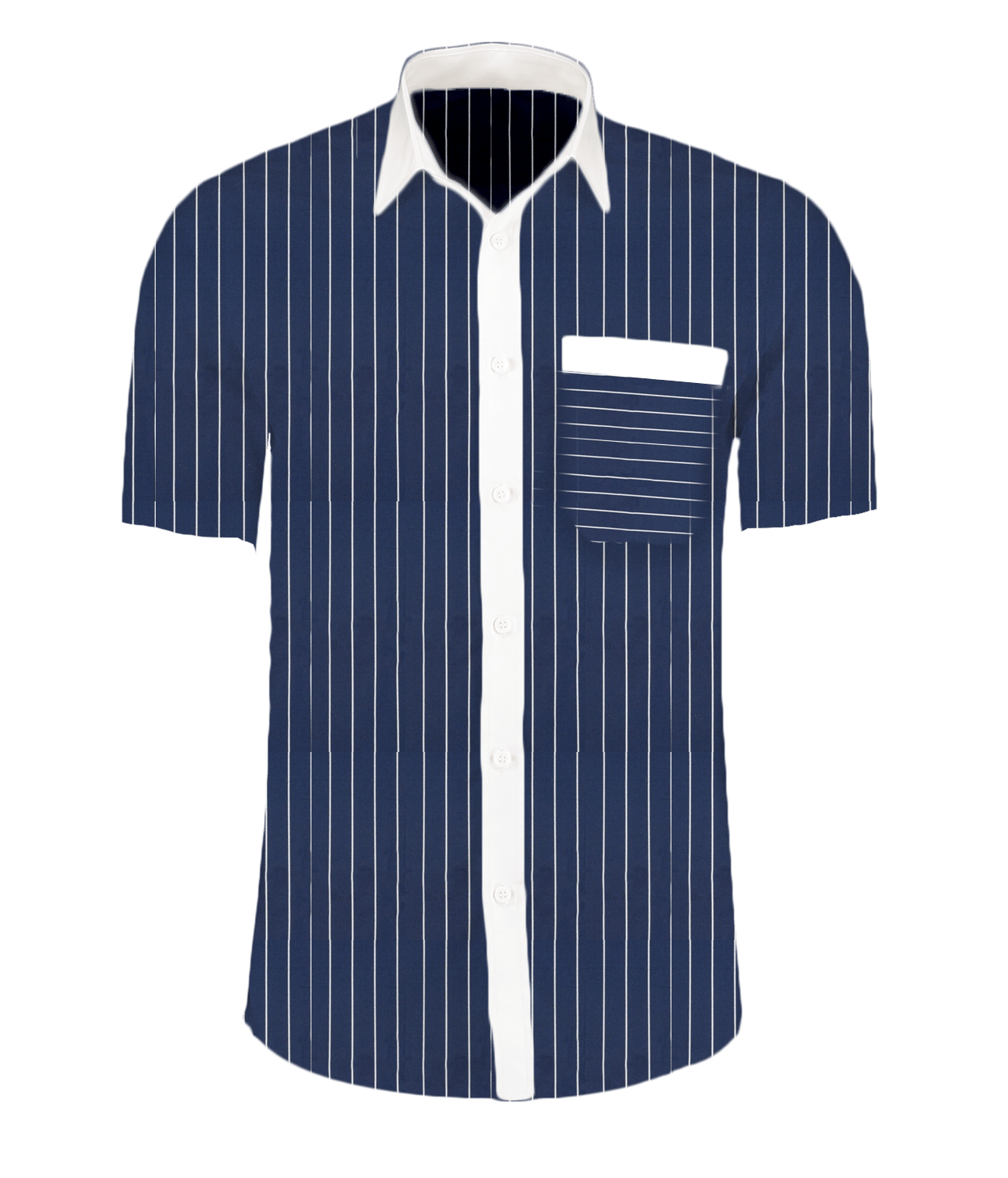 Blue-White Stripe Half Sleeves Shirt