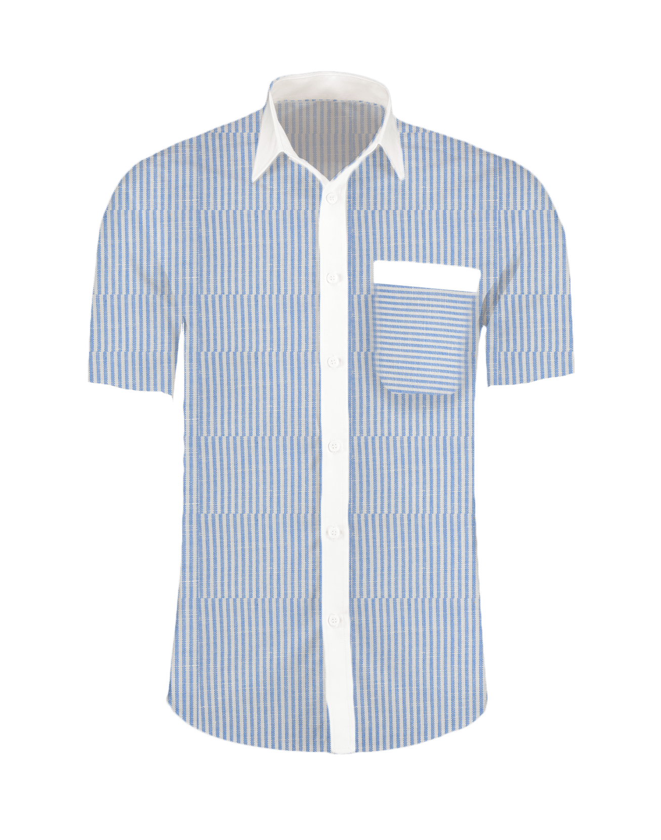 Sky Blue White Stripes Half Sleeves Shirt