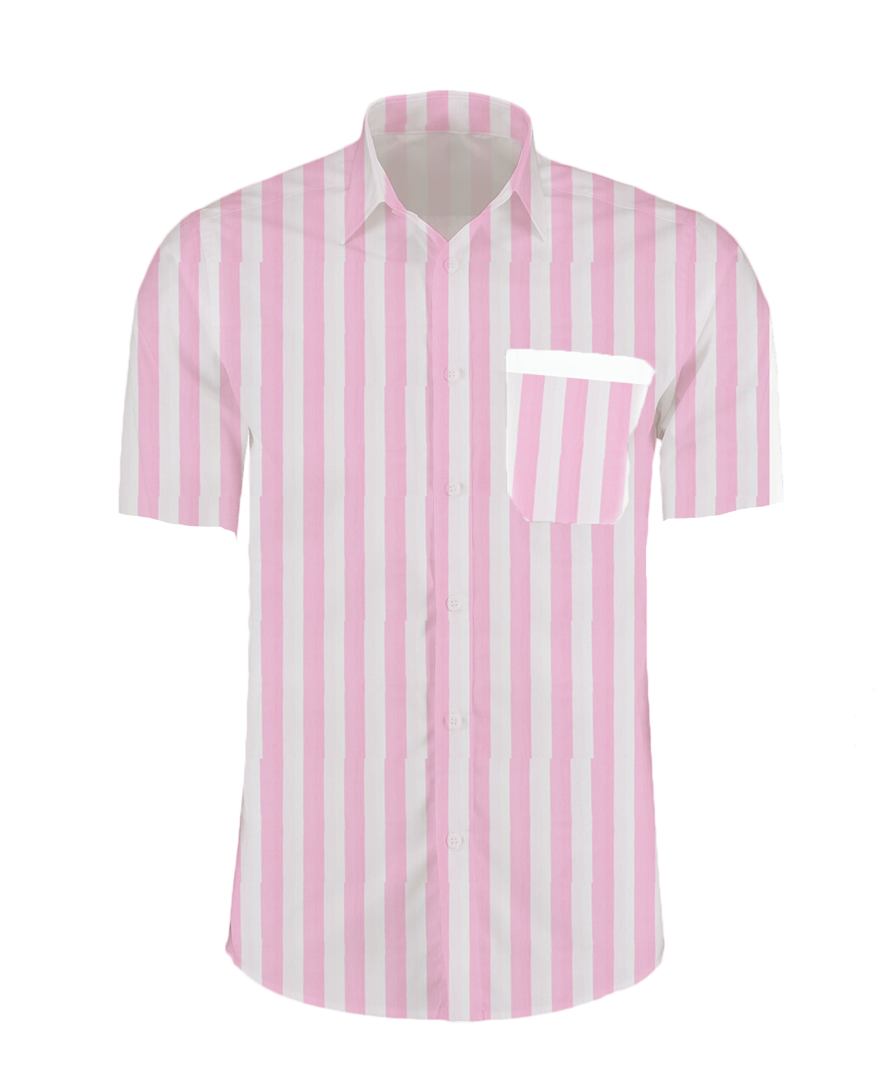 Pink-White Stripe Half Sleeves Shirt
