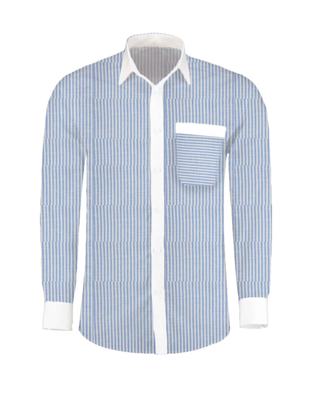 Sky Blue White Stripes Full Sleeves Shirt