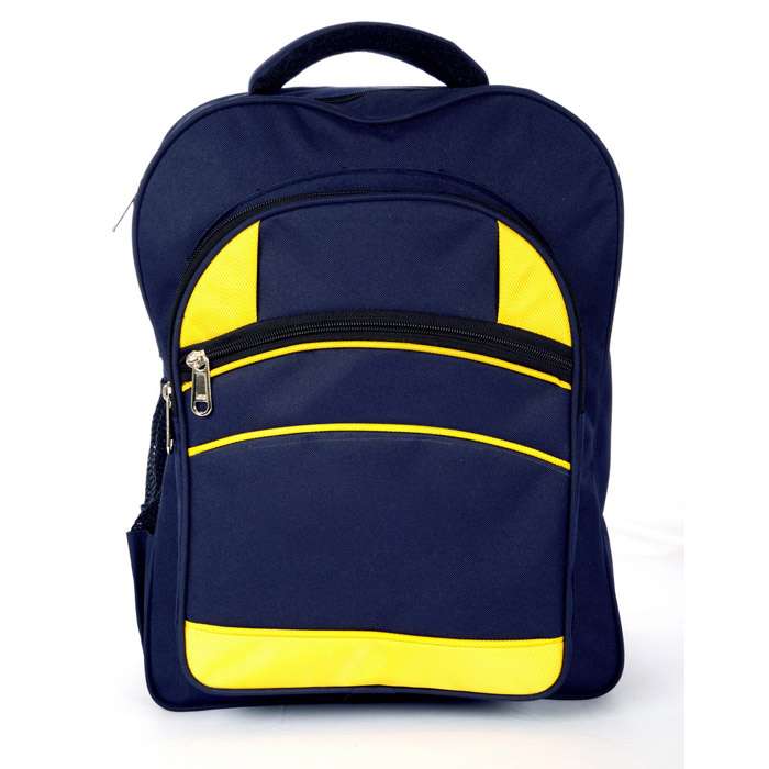 Navy blue-yellow School bag