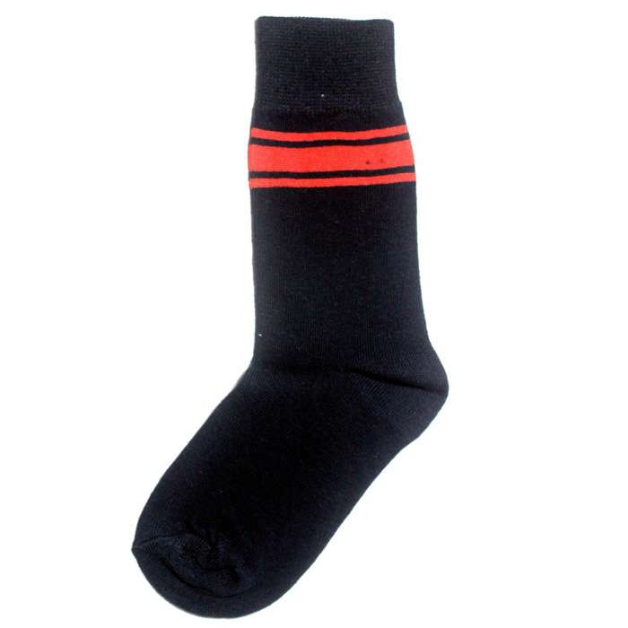 Black Red Striped School Socks